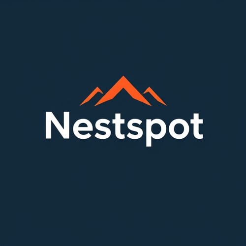 AI Design for i want to create a hostel website logo "Nestspot" is the title ,make the title as a logo