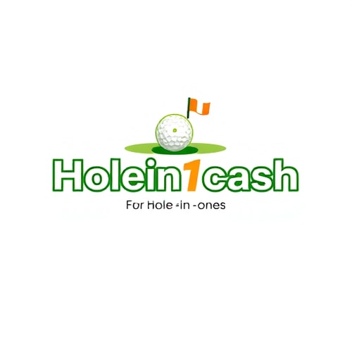 AI Design for Design a modern, clean logo for a business called Holein1cash that pays golfers for hole-in-ones. Incorporate golf and money themes, such as a golf ball with a subtle dollar sign in its dimples, or a golf hole with a flag that transitions into a dollar bill. Use greens, whites, and golds with clean, modern sans-serif typography. Keep the design minimal, professional, and eye-catching, with subtle shadows or depth for visual interest. Ensure clear readability for both web and mobile, and use a white background.