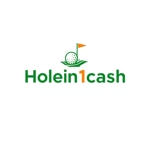 AI Design for Design a unique, modern, line-based logo for Holein1cash, a business that pays golfers for hole-in-ones. Avoid generic symbols — creatively integrate golf and money, such as a golf ball with a subtle dollar sign in its dimples or a golf hole with a flag transforming into a dollar bill. Use greens, whites, and golds with clean, modern sans-serif typography. Keep the design minimal, professional, and visually striking, using mostly lines and simple shapes, with subtle shadows or depth for interest. Ensure it is readable and memorable but creative.