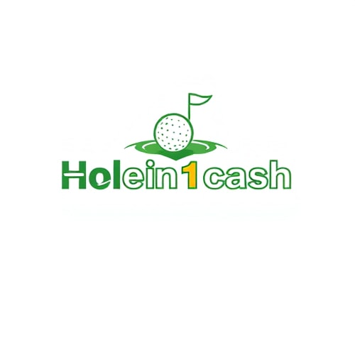 AI Design for Design a unique, modern, line-based logo for Holein1cash, a business that pays golfers for hole-in-ones. Avoid generic symbols — creatively integrate golf and money, such as a golf ball with a subtle dollar sign in its dimples or a golf hole with a flag transforming into a dollar bill. Use greens, whites, and golds with clean, modern sans-serif typography. Keep the design minimal, professional, and visually striking, using mostly lines and simple shapes, with subtle shadows or depth for interest. Ensure it is readable and memorable but creative.