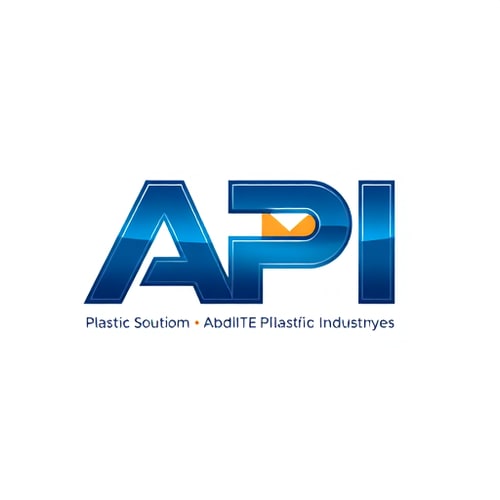 AI Design for Letterform for a plastic manufacturing company named "Adil Plastic Industries": API in logo, courier flyer bag picture integrated into the design, representing packaging and distribution. Cyan and dark blue, with a metallic silver accent for a modern and professional feel. Bold, sans-serif typography for "API" with clean, sharp edges. Design with a subtle futuristic and industrial influence, emphasizing efficiency and reliability. Visual execution with clean lines and a sense of motion for the flyer bag, subtly forming or interacting with the "API" letters. White background.