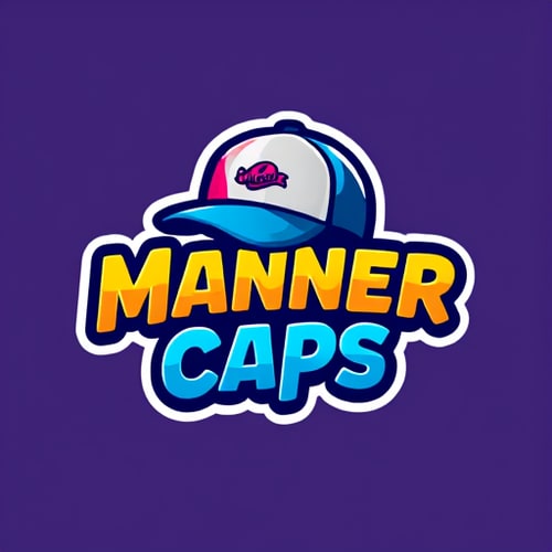 AI Design for Design a funky and vibrant logo for 'Manner Caps', a trendy cap manufacturer. The logo should feature a stylish cap as the central element, integrated creatively with the brand name. Use bold, energetic colors (like bright blues, reds, yellows, or gradient combinations) that pop and attract attention. The font should be modern, quirky, and fun, matching the playful vibe. Include dynamic shapes or patterns that give the logo movement and personality. The design should be eye-catching, memorable, and perfect for caps, merchandise, and social media branding make lofo 3d ant maximum 3 color