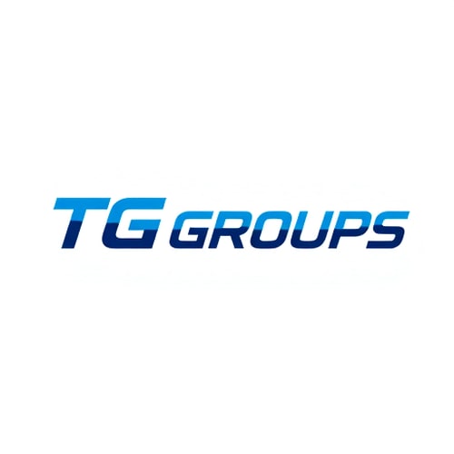 AI Design for 3D logo for T G Groups, a premium sporty shoe brand — A sleek blue typography of "T G Groups" paired with a dynamic, abstract running shoe symbol, compact and well-balanced, white background, professional and sophisticated, clean and modern, sporty and energetic, recognizable, 3D render, subtle gradients and metallic accents, clean white background