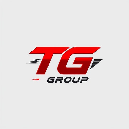AI Design for Dynamic 3D logo for T G Groups: A compact, sporty, and dynamic 3D logo concept featuring the letters "TG" integrated with a stylized shoe sole symbol. The design should convey movement and energy, with subtle motion lines emanating from the logo. Color palette of vibrant red and deep black, with bold, modern, and slightly italicized typography to enhance the sporty feel. Design inspiration from sports branding and urban streetwear, with a focus on clean lines and a futuristic aesthetic. Visual execution should showcase depth and reflection, with a subtle gradient within the red elements. Background type: a clean, minimalist white or dark grey.