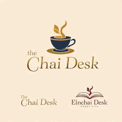 AI Design for Emblem for a classy high-street tea stall named "The Chai Desk": A stylized teacup with delicate steam forming elegant script, set within a circular crest. Muted gold, deep tea colour, and cream., Serif font with a subtle vintage flair. Design inspired by Art Deco and classic British tea houses, with clean lines and intricate detailing. A subtle texture resembling fine parchment. Transparent background. Letterform for a sophisticated tea stall named "The Chai Desk": artfully interwoven with subtle tea leaf motifs. Sophisticated navy, warm ochre, and a touch of rose gold., Elegant, slightly condensed sans-serif. Design drawing from modern minimalism and subtle Asian influences, focusing on balance and harmony. Clean, crisp lines with a subtle sheen. Transparent background. Pictorial for a chic high-street tea stall named "The Chai Desk": An abstract representation of a steaming teacup with elegant wisps of smoke curving to form the words "The Chai Desk". Earthy tones of terracotta, soft beige, and a hint of charcoal., Modern, clean sans-serif with rounded edges. Design influenced by contemporary Scandinavian aesthetics and the warmth of a cozy cafe. Subtle gradient effects within the steam. Transparent background. Minimalist for a refined high-street tea stall named "The Chai Desk": A single, elegant line drawing of a teacup and saucer with a small, subtle tea leaf incorporated into the handle. Black, white, and a sophisticated metallic silver., Thin, geometric sans-serif. Design leaning towards Japanese minimalism and a sense of understated luxury. Precise and delicate linework. Transparent background. Illustrative for a charming high-street tea stall named "The Chai Desk": A whimsical illustration of an open book with a teacup resting on its pages, suggesting a place for reading and relaxation. Warm sepia tones, creamy off-white, and a deep burgundy., Hand-drawn, slightly irregular serif font. Design inspired by vintage book illustrations and a cozy literary atmosphere. Soft, textured shading. Transparent background. Abstract for a contemporary high-street tea stall named "The Chai Desk": Geometric shapes representing interlocking tea leaves and abstract forms of steam, creating a sense of warmth and connection. Rich amber, deep indigo, and a clean, bright white., Bold, geometric sans-serif. Design influenced by abstract expressionism and modern branding, emphasizing energy and sophistication. Sharp edges and smooth transitions. Transparent background. Wordmark for a stylish high-street tea stall named "The Chai Desk": The name "The Chai Desk" rendered in a custom script font that flows like steam, with a subtle tea leaf accent on one of the letters. Rich chocolate brown, soft cream, and a touch of brushed copper., Flowing, custom script font. Design inspired by calligraphy and the art of brewing, evoking a sense of artisanal quality. Delicate flourishes and variations in line weight. Transparent background. Emblem for a premium high-street tea stall named "The Chai Desk": A classic crest featuring crossed teacups and a banner with the brand name. Deep navy, classic gold, and a subtle hint of ivory., Traditional serif font with ornate detailing. Design drawing from traditional heraldry and a sense of established quality. Detailed linework and a slightly embossed feel. Transparent background. Pictorial for a modern high-street tea stall named "The Chai Desk": A stylized silhouette of a modern teahouse facade with a subtle steam effect rising from the roof. Sleek charcoal grey, crisp white, and a pop of vibrant teal., Modern, geometric sans-serif. Design influenced by architectural aesthetics and urban chic. Clean, sharp lines and a sense of depth. Transparent background. Letterform for a chic high-street tea stall named "The Chai Desk": A stylized "C" and "D" cleverly integrated to resemble a teacup handle and saucer. Soft blush pink, muted grey, and a metallic rose gold., Delicate, modern sans-serif with a slight feminine touch. Design inspired by contemporary fashion and understated elegance. Subtle curves and a refined balance. Transparent background.