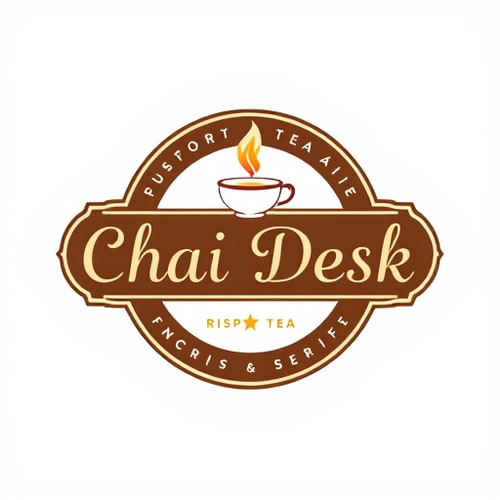 AI Design for assigine you as 20 years of exprience in logo disigning i want logo for tea stall name is (The Chai Desk) i want classy logo my stall is on high street give me atractive logo give me best 10 option