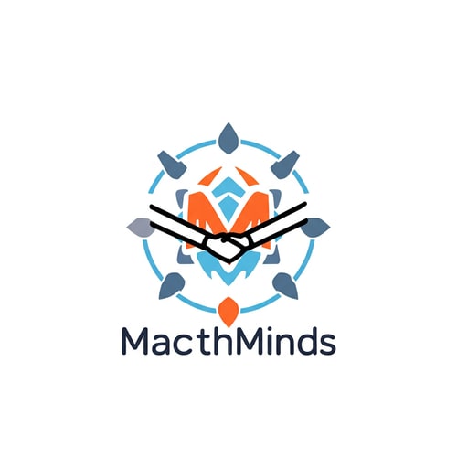 AI Design for you can make people shaking hands, like they are working together, and also adhere to the name MatchMinds