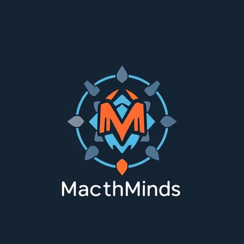 AI Design for a ciruclar logo, the theme is MacthMinds, which is an educational project, in which like minded people come together and work over a common goal or vision