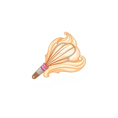 AI Design for A whimsical whisk and a cascading swirl of frosting — a playful, hand-drawn emblem with soft, inviting pastel colors, warm and cheerful lighting, a charming storybook illustration style, subtle bakery-themed textures and a clean, solid background.