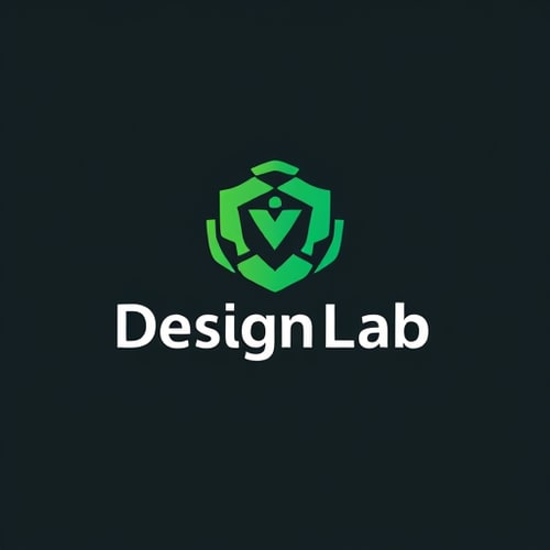 AI Design for generate a logo named design lab solutions for selling designs, logo, banner , flyer and business card color theme light green 