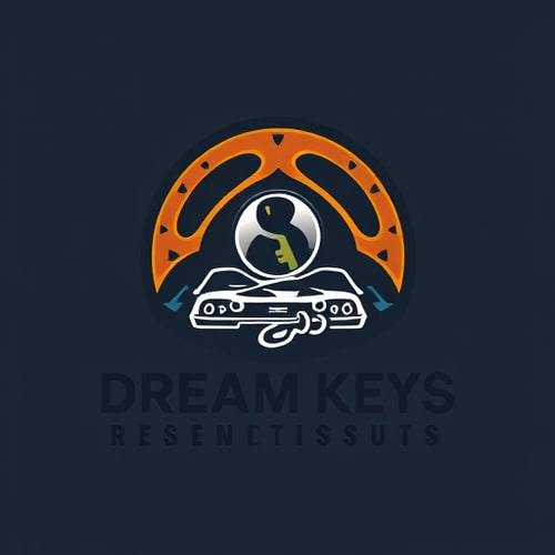 AI Design for we sale key chains for dream bike dream car and dream house it should represent on logo image key inside of logo content like Dream keys
