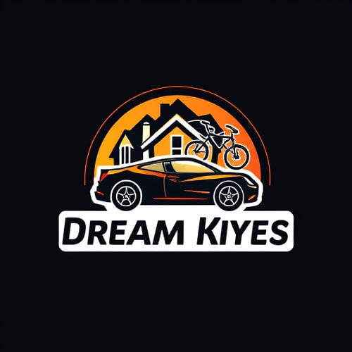 AI Design for we sale key chains for dream bike dream car and dream house it should represent on logo image key inside of logo content like Dream keys