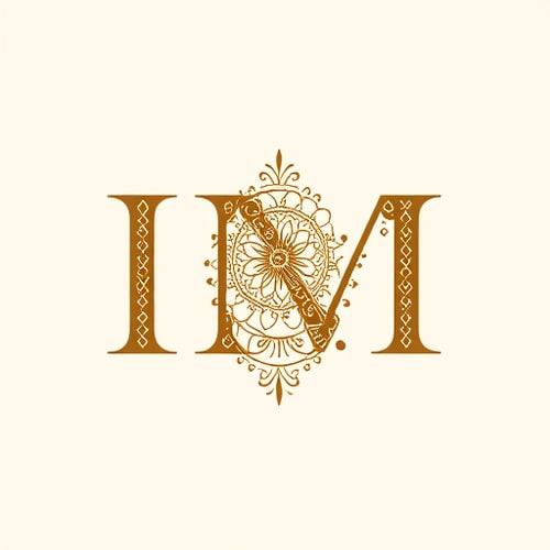 AI Design for Letterform logo for a mehndi artist named Ishika Mehandi: Minimalist interpretation of initials "IM" integrated with a delicate mandala and floral henna pattern, featuring a hand outline filled with mehndi elements. Earthy tones of brown, maroon, golden, and olive green. Typography should be elegant and flowing, reminiscent of henna lines. Design inspired by traditional mehndi artistry with a modern, clean aesthetic. Visual execution to be intricate yet readable, with subtle shading. Plain background.