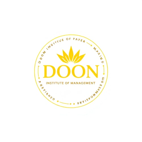 AI Design for generate logo in yellow color inside logo write DOON INSTITUTE OF MANAGEMENT make round outside