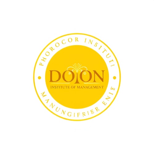 AI Design for generate logo in yellow color inside logo write DOON INSTITUTE OF MANAGEMENT make round outside