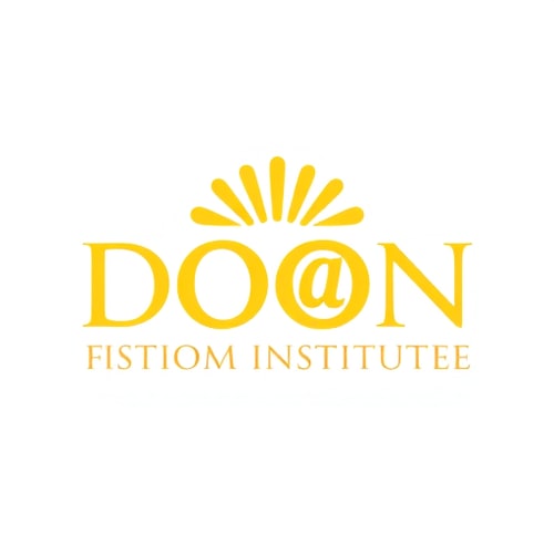 AI Design for generate logo in yellow color inside logo write DOON INSTITUTE OF MANAGEMENT