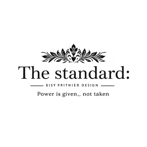AI Design for A dark feminine aesthethic themed toxic hard motivation blog website whose name is "The standard: and the tagline is "Power is given, not taken"