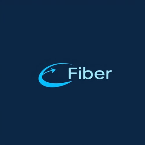 AI Design for An abstract logo icon for a fiber network company. The design incorporates a light beam traveling through a subtle, winding path, symbolizing speed and reliability. Single color dark blue, flat design, professional, vector logo.