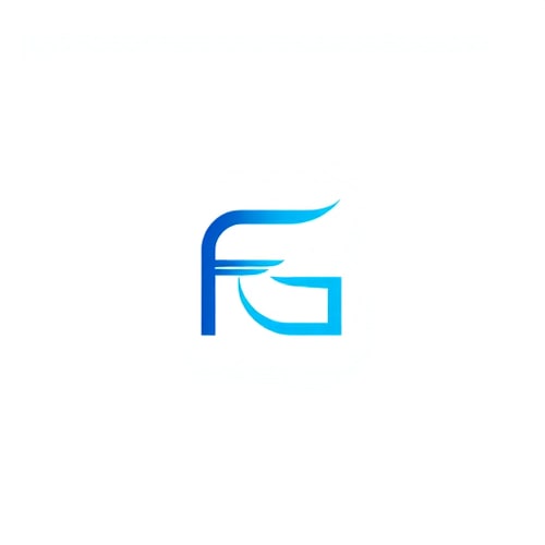 AI Design for A minimalist logo for a fiber internet company, featuring a stylized, continuous fiber optic strand that forms a sleek letter 'F' or 'G'. The design is clean, modern, and uses a gradient of blue and cyan. No text, extremely elegant, on a white background.