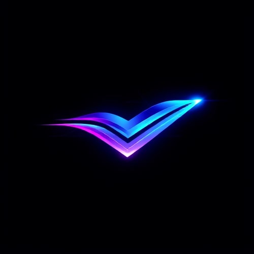 AI Design for A modern and dynamic fiber optic internet logo, featuring a sleek racing chevron or arrow made of shimmering light beams. The design conveys blazing fast speed and cutting-edge technology. Use a vibrant gradient of electric blue and purple on a dark background. Professional, eye-catching, and perfect for tech companies. --style raw