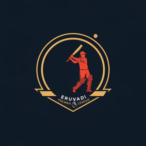 AI Design for CRICKET MAN BATTING LOGO WITH ERUVADI PREMIER LEAGUE 