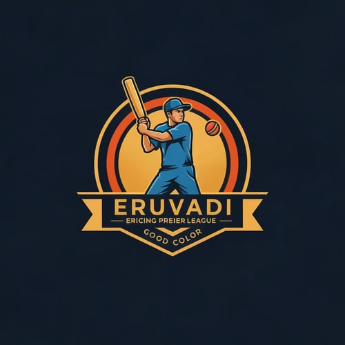 AI Design for MAN BATTING CRICKET LOGO WITH ERUVADI PREMIER LEAGUE WITH GOOD COLOR