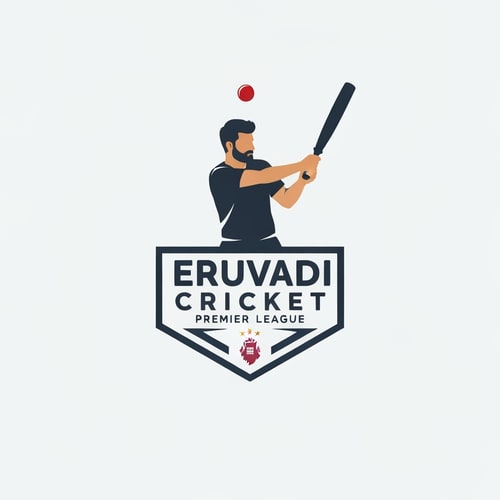 AI Design for MAN BATTING CRICKET LOGO WITH ERUVADI PREMIER LEAGUE WITH GOOD COLOR