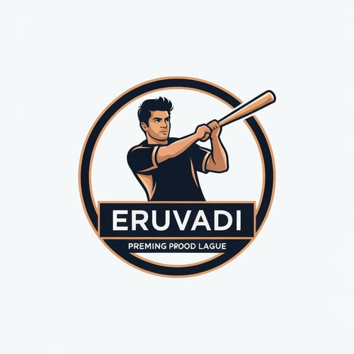 AI Design for MAN BATTING LOGO WITH ERUVADI PREMIER LEAGUE WITH GOOD COLOR