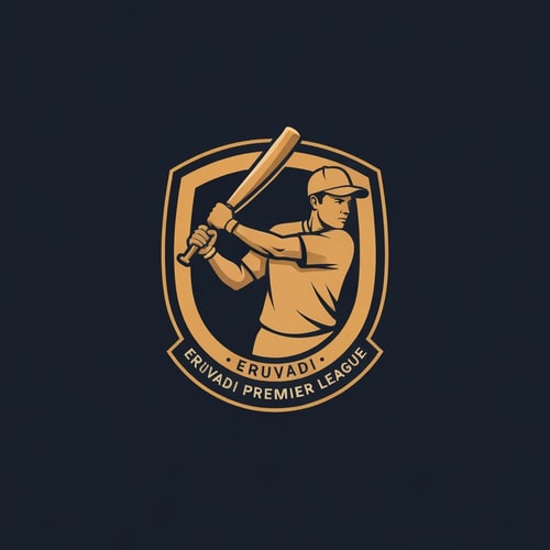 AI Design for CRICKET MAN BATTING LOGO WITH ERUVADI PREMIER LEAGUE 