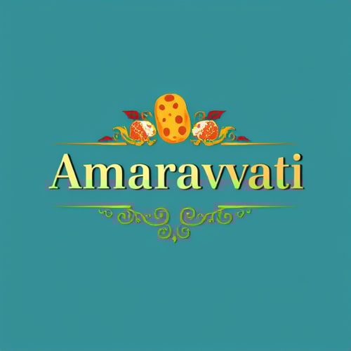 AI Design for  i want a restaurant name Amaravati with 5 fishess and two breads merge in it, stalish