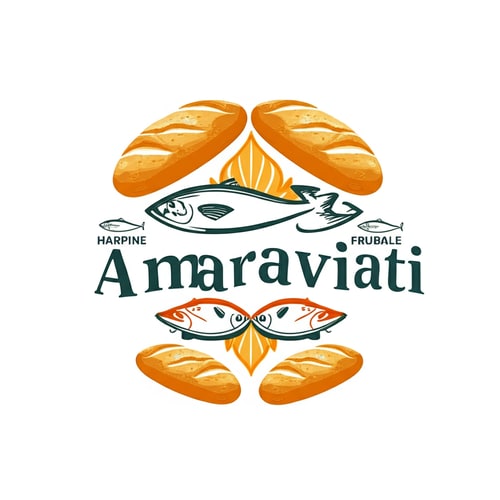 AI Design for five fishes must be visible and two bread too.