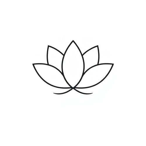AI Design for Minimalist lotus outline logo with only three large symmetrical petals, clean thin black line art, modern vector design, simple and timeless, black outline on white background, professional branding style.