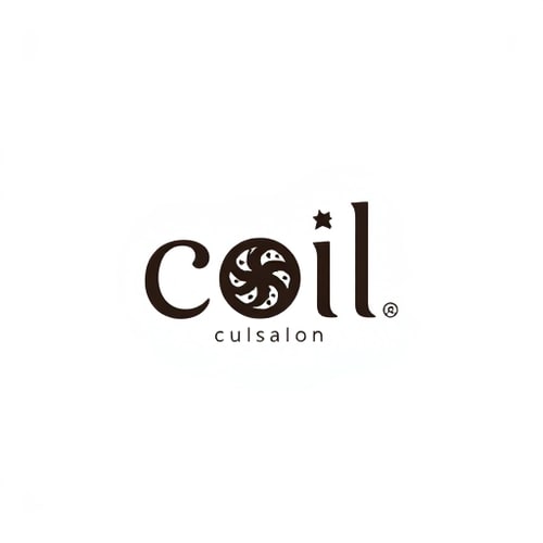 AI Design for design a logo on coil .Coil Salon is a modern beauty space dedicated to celebrating natural hair textures, specializing in wavy, curly, and coily styles. We offer expert cuts, treatments, and styling tailored to enhance and protect curls. Our target audience is women who embrace their natural texture and seek professional care, confidence, and a fresh, stylish look in a welcoming environment