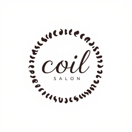 AI Design for design a logo on coil . Coil Salon is a modern beauty space dedicated to celebrating natural hair textures, specializing in wavy, curly, and coily styles. We offer expert cuts, treatments, and styling tailored to enhance and protect curls. Our target audience is women who embrace their natural texture and seek professional care, confidence, and a fresh, stylish look in a welcoming environment .modern, elegant, and clean typography to keep it fresh and stylish