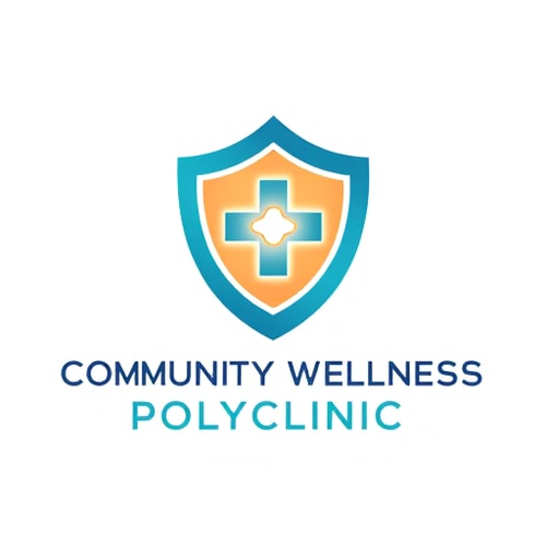 AI Design for Logo design for "Community Wellness Polyclinic".
Concept: a futuristic abstract shield containing a glowing pulse or orb inside, symbolizing protection, vitality, and empowerment.
Represents a modern healthcare hub that safeguards doctors and communities alike.
Color palette: teal, royal blue, and warm orange glow.
Clean vector, premium gradient finish, minimal and futuristic.
Typography: bold sans-serif, geometric and confident.
No red cross or typical medical icons.