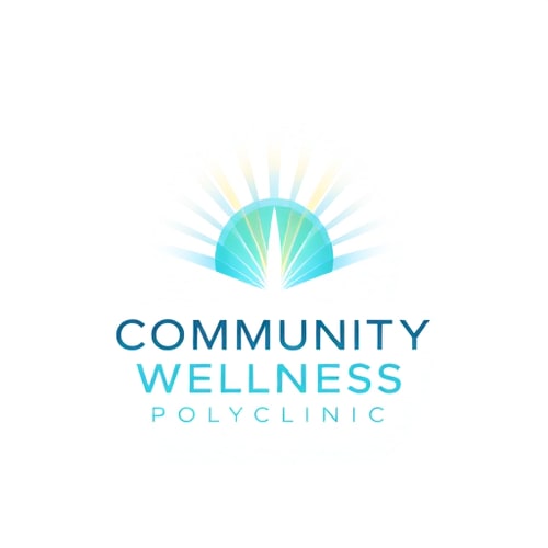 AI Design for Logo design for "Community Wellness Polyclinic".
Concept: A futuristic beacon of light radiating outward, symbolizing guidance, unity, and holistic care.
Abstract shape of light waves or a cone of energy emerging from a central source.
Minimal, sleek, glowing style with gradients of turquoise, blue, and soft gold.
Represents modern wellness and community strength.
Typography: futuristic sans-serif, bold yet calm.
No medical symbols. Flat vector logo with depth through light.