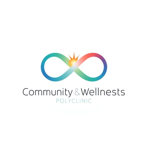 AI Design for Logo design for "Community Wellness Polyclinic".
Concept: an elegant infinity loop made of two interwoven ribbons, representing doctors and community coming together in continuous care.
Glowing intersection point symbolizing shared purpose and well-being.
Colors: gradient of blue and green with a touch of coral.
Modern, minimal, vector-based design with soft curves and balance.
Typography: sleek sans-serif, clean and timeless.
No red cross or hospital icons.