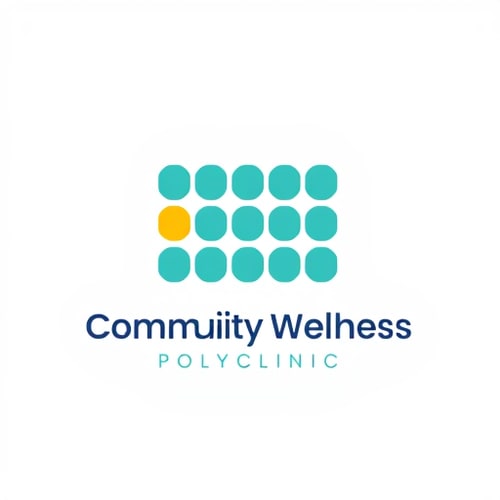 AI Design for Logo design for "Community Wellness Polyclinic".
Concept: The Cabin Grid — representing modern modular spaces where doctors rent cabins to provide care.
Create a clean geometric logo with a grid or honeycomb-like pattern of rounded squares or blocks.
Highlight one glowing cabin in green or orange to represent active care and innovation.
Incorporate subtle curves or abstract human/heartline elements to keep a healthcare connection.
Color palette: calming blue, soft teal, fresh green, and warm orange accent.
Style: sleek, minimal vector design, futuristic and professional, flat icon with strong structure.
Typography: modern sans-serif (Poppins or Lato), bold for “Community Wellness”, lighter for “Polyclinic”.
Avoid hospital crosses and overused medical symbols.