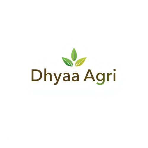 AI Design for Minimalist for an agricultural company named "Dhyeya Agri": A stylized abstract representation of a grains wheat or seedling, suggesting growth and sustainability. Earthy greens and browns, with a touch of sky blue. Clean, sans-serif font with a natural, organic feel. Design inspired by modern organic farming and biophilic design, with clean lines and a focus on natural forms. Visual execution will be simple and scalable, with a single, cohesive mark. White background.