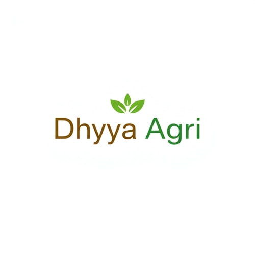AI Design for Minimalist for an agricultural company named "Dhyeya Agri": A stylized abstract representation of a leaf or seedling, suggesting growth and sustainability. Earthy greens and browns, with a touch of sky blue. Clean, sans-serif font with a natural, organic feel. Design inspired by modern organic farming and biophilic design, with clean lines and a focus on natural forms. Visual execution will be simple and scalable, with a single, cohesive mark. White background.