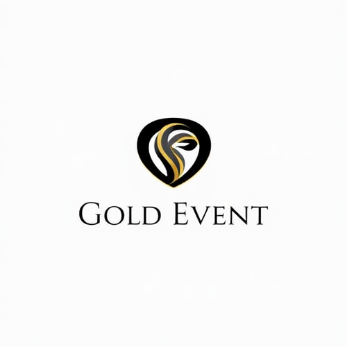 AI Design for Minimalist logo for an event management company named "Gold Event": Abstract representation of a sophisticated event, Gold and Black, Elegant sans-serif font. Design with a touch of modern luxury, Clean lines and subtle gradients, Solid background.