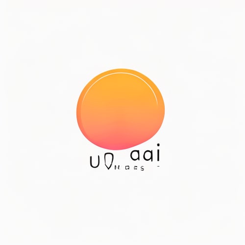 AI Design for minimalist logo for a wellness brand named "Uddai": rising sun, warm gradient of orange, yellow, and pink, modern sans-serif font. Design with subtle Asian influence, clean lines and simplified shapes, solid white background.