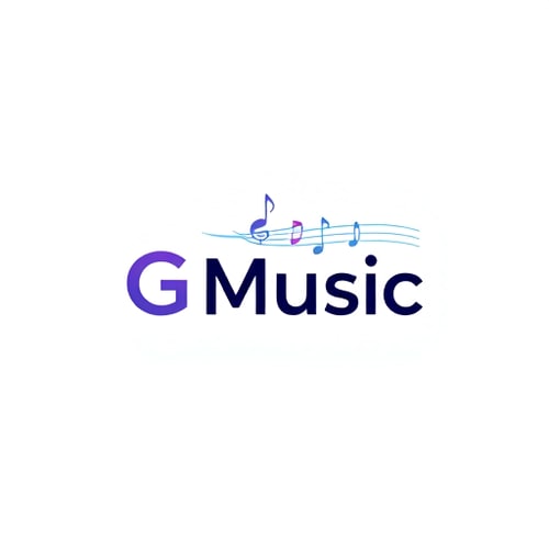 AI Design for Minimalist for a music company named "G Music Company": Clean lines, abstract musical notes or sound waves, vibrant yet sophisticated color palette (e.g., deep blues, electric purples, or bold oranges with black or white accents), modern sans-serif typeface. Design with a focus on scalability and digital adaptability, incorporating subtle gradients or glowing effects, and a transparent background.