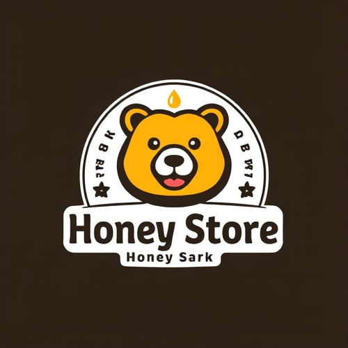 AI Design for make a simple and unique honey store bear logo. minimalistic black and white