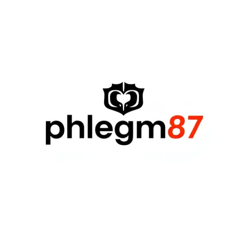 AI Design for Это лого phlegm87 Оставь тоже начертание и стиль буквы g. Так же оставь 87 в круге. Но сделай надпись более жирной, современной. Мне нужно все это в 2х форматах - в формате svg и формате png без фона. Возьми в качестве референса шрифт Joker и доработай его под то, что я прошу (на фото слева) ссылка на лого: https://www.facebook.com/phlegm87/photos/pb.100063492343605.-2207520000/410907002873893/?type=3