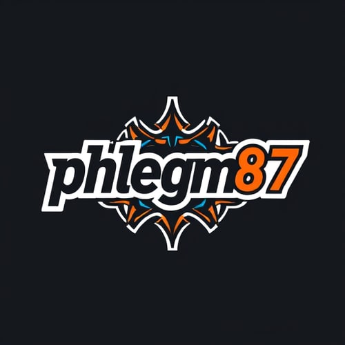 AI Design for Это лого phlegm87 Оставь тоже начертание и стиль буквы g. Так же оставь 87 в круге. Но сделай надпись более жирной, современной. Мне нужно все это в 2х форматах - в формате svg и формате png без фона. Возьми в качестве референса шрифт Joker и доработай его под то, что я прошу