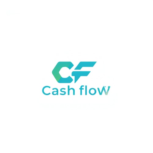 AI Design for Letterform for a budget tracking application named "Cash flow": A stylized "C" and "F" intertwined to represent flow and financial management, minimalist, clean, and modern, White text, sans-serif, geometric, sleek and polished, flat design, white background