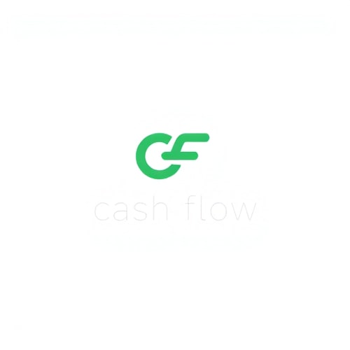 AI Design for Letterform for a budget tracking application named "Cash flow": A stylized "C" and "F" intertwined to represent flow and financial management, minimalist, clean, and modern, White text, sans-serif, geometric, sleek and polished, flat design, white background