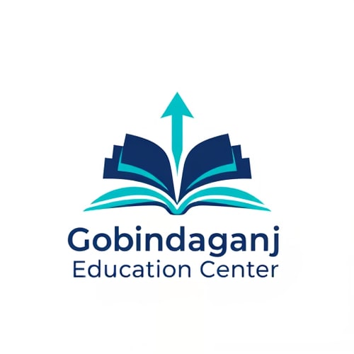 AI Design for Minimalist logo for an education center named "Gobindaganj Education Center": an open book with a stylized upward-pointing arrow emerging from its pages, symbolizing growth and knowledge acquisition. Color palette: deep navy blue for stability and trust, accented with a bright, energetic teal for innovation and learning. Typography: a clean, sans-serif font like Montserrat or Open Sans, with the primary text "Gobindaganj Education Center" in a bold weight, and a slightly lighter weight for any potential tagline. Design influence and style direction: modern, clean, and professional. Visual execution details: a simple, geometric representation of the book and arrow, with smooth lines and balanced proportions. Background type: white.