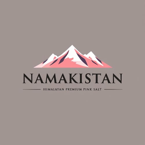AI Design for “Create a stylish and modern logo for Namakistan with the tagline Himalayan Premium Pink Salt. Incorporate abstract Himalayan mountain shapes blended with soft pastel tones of #f8cdc7. The design should reflect nature, purity, and premium quality. Use a bold yet elegant font to make the brand name stand out, with the tagline placed neatly below.”